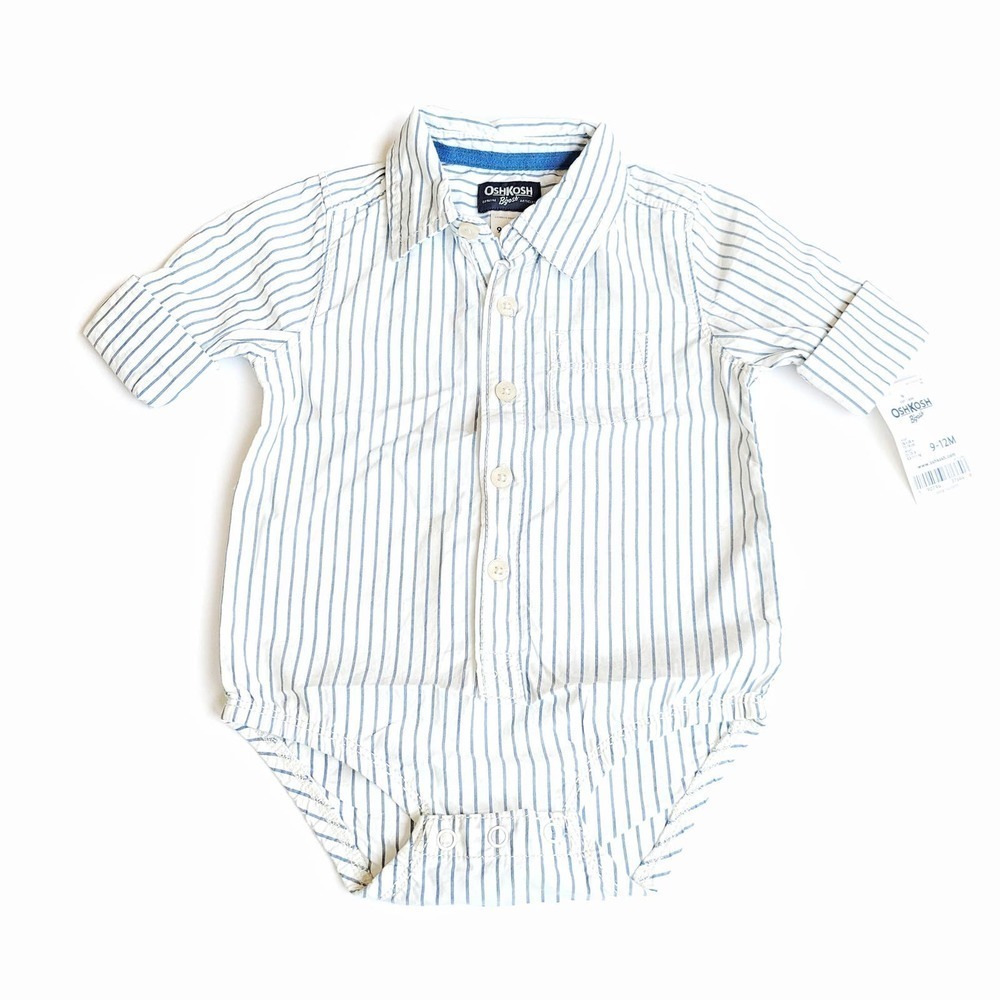 New Osh Kosh 9-12 Months Button Up Pinstripe Seersucker Style